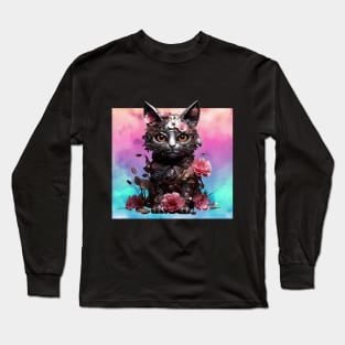 digital cat Long Sleeve T-Shirt